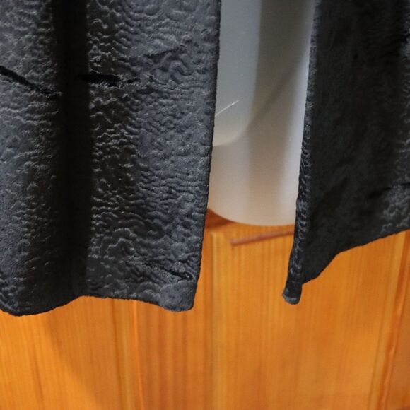 Vintage 50s 60s Black Velvet Swing Coat Textured Opera Evening Jacket XL - Picture 6 of 9